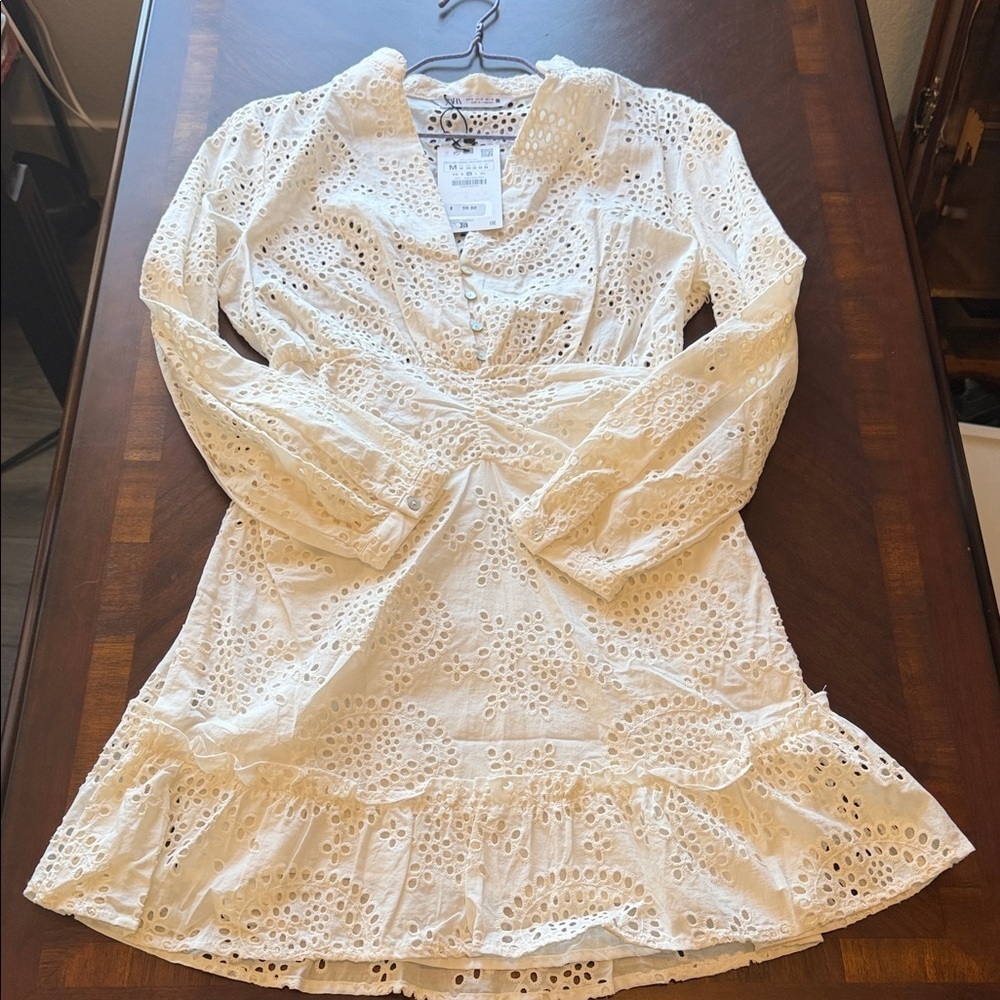 Zara Cream Eyelet Lace Dress